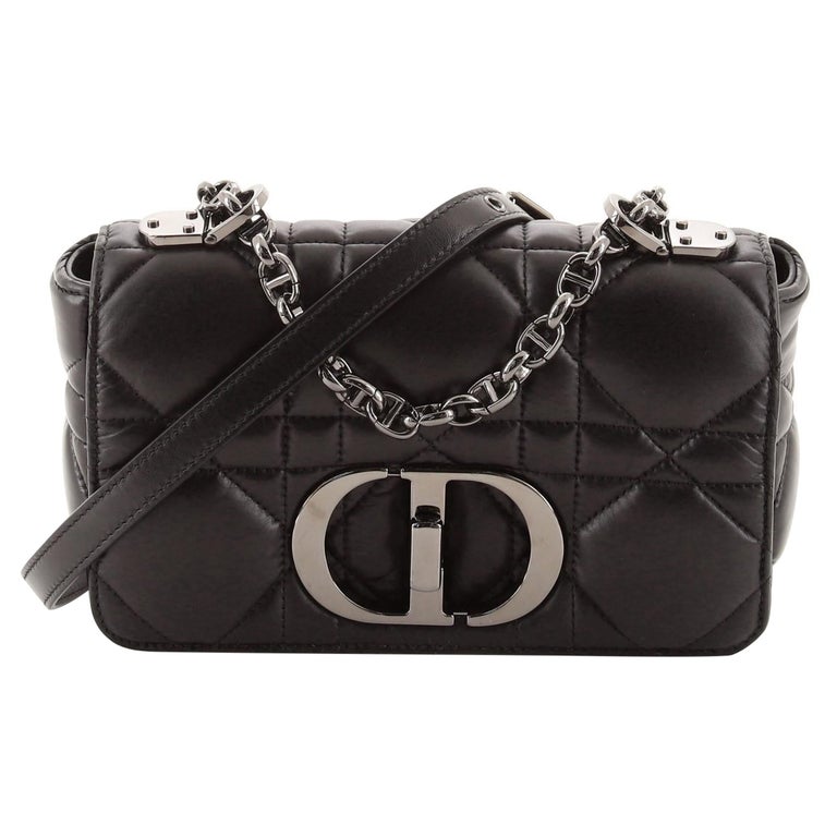 Small Dior Caro Bag Latte Quilted Macrocannage Calfskin