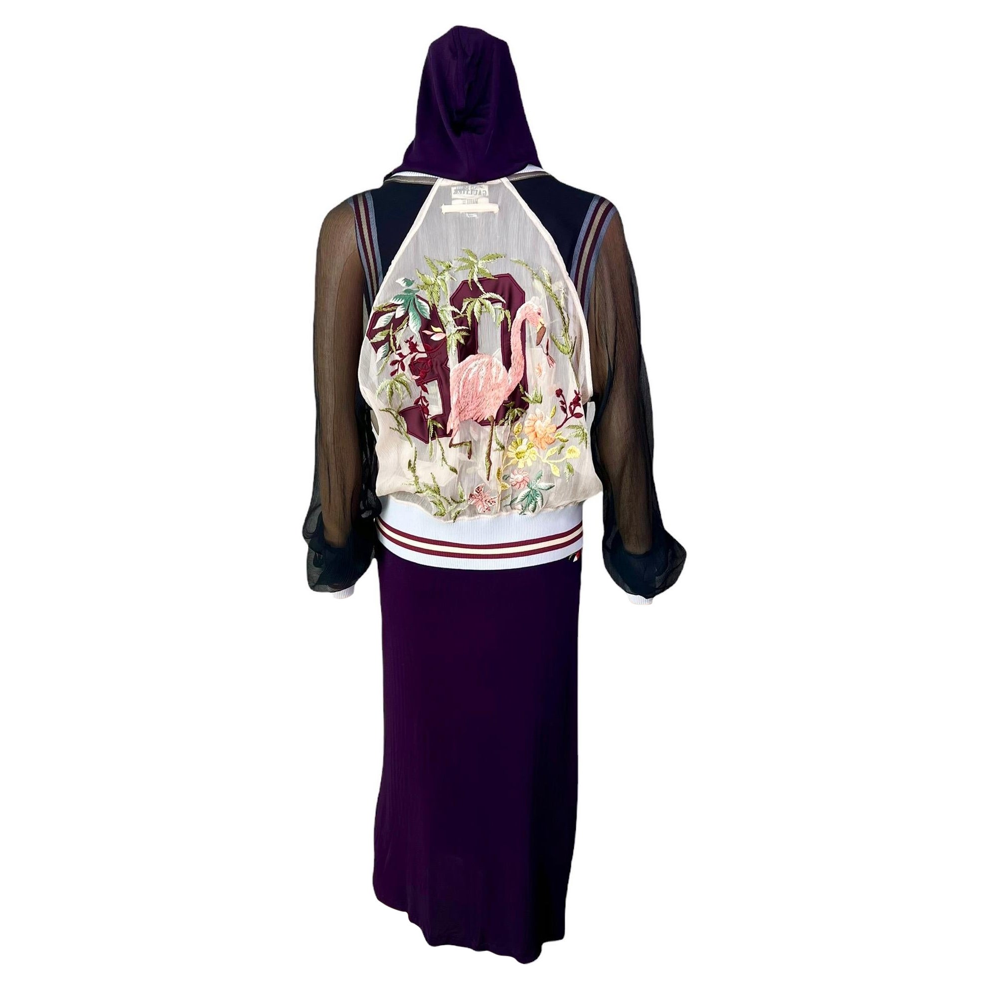 Jean Paul Gaultier S/S 2007 Embroidered Sheer Hooded Jacket & Dress 2 Piece Set  For Sale