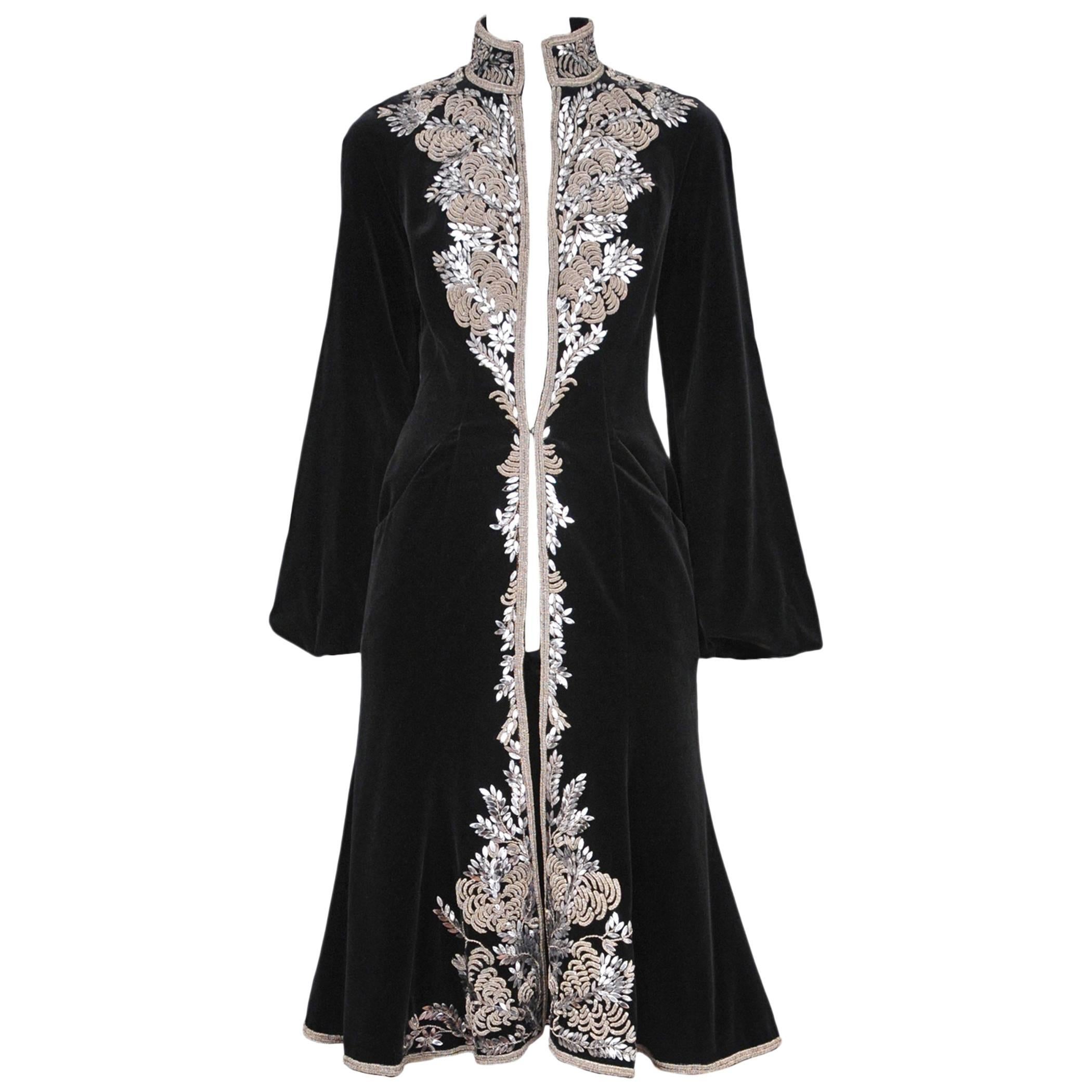McQueen Embroidered Velvet Coat