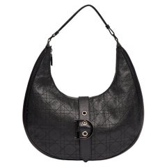 Dior Black Cannage Leather Croissant Hobo Bag (2005)