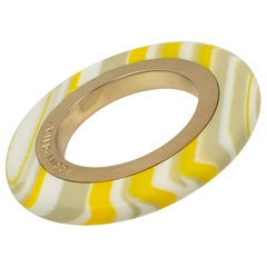Emilio Pucci Resin Bracelet Bangle Marble Effect Yellow, White and Gray