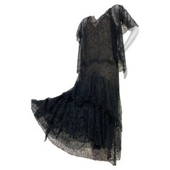 1920 Blackshire Exquisite French Beaded & Ruffled Lace Dress w/ Matching Jacket