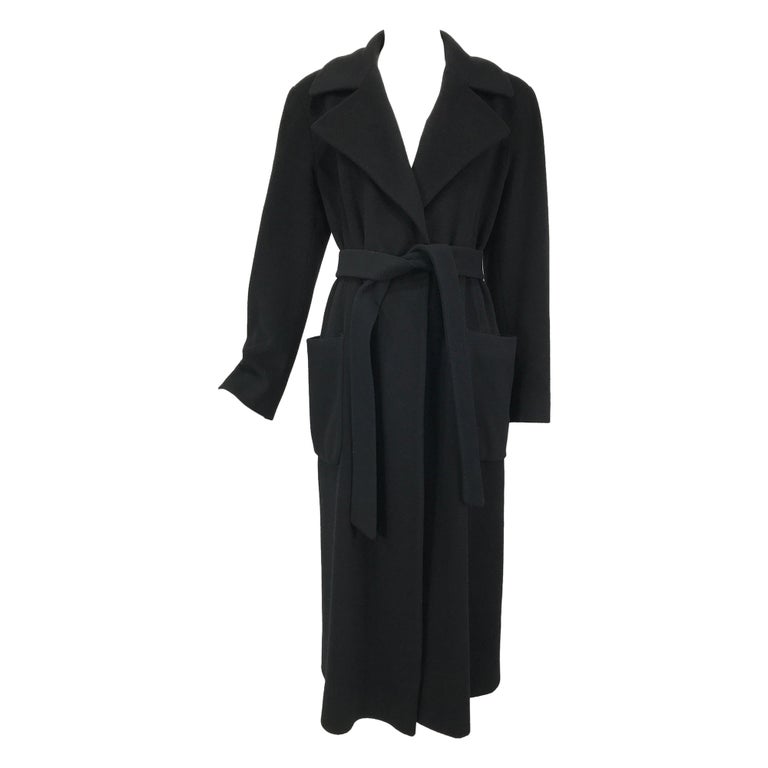 Donna Karan Black Cashmere Wrap Coat 10 at 1stDibs