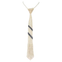 Vintage 1960's Glass Pearl Necktie Necklace 