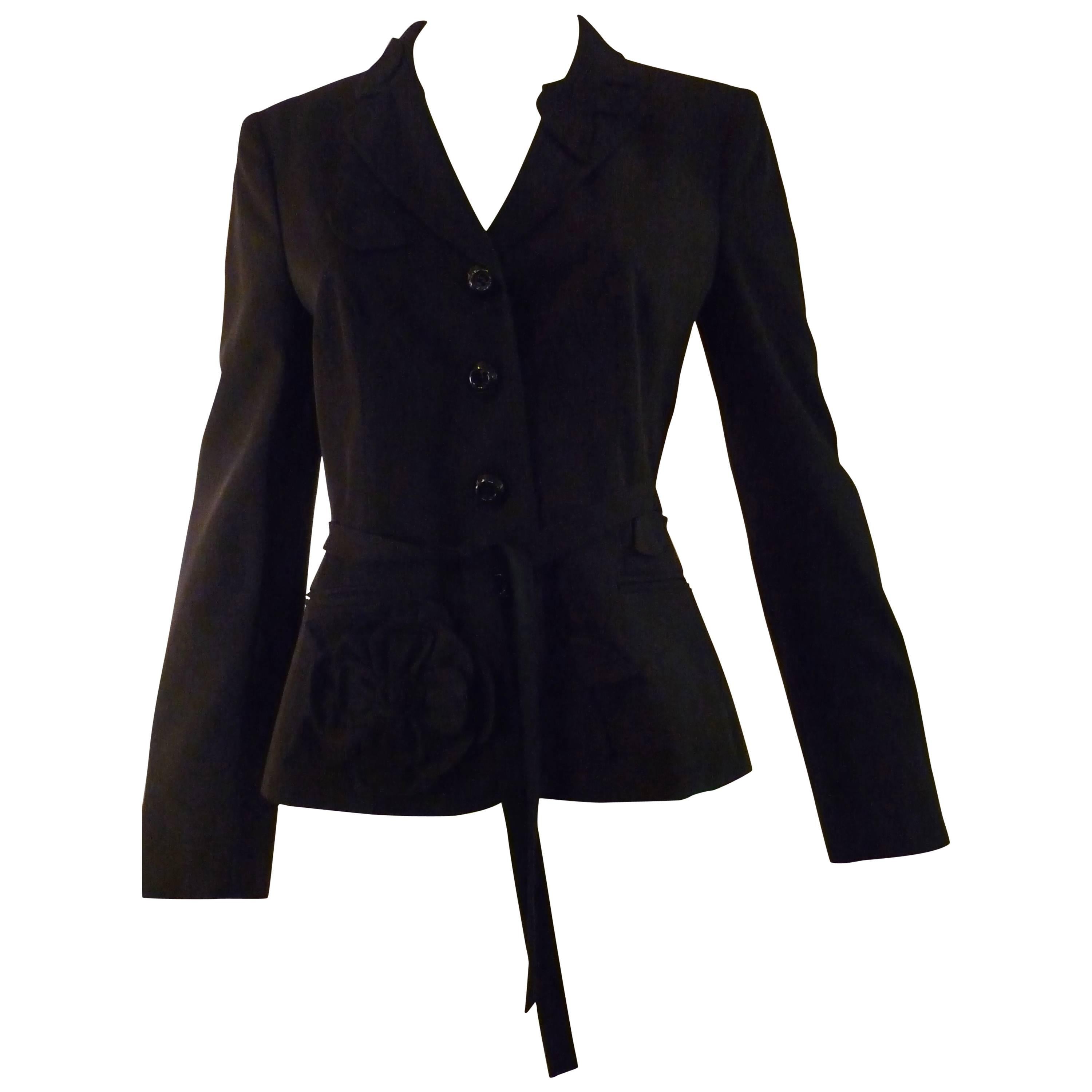 Moschino Cheap and Chic Black Jacket with Leaf and Flower Applique 44 (Itl)