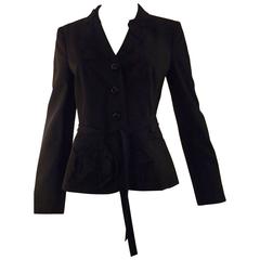 Moschino Cheap and Chic Black Jacket with Leaf & Flower Applique 6