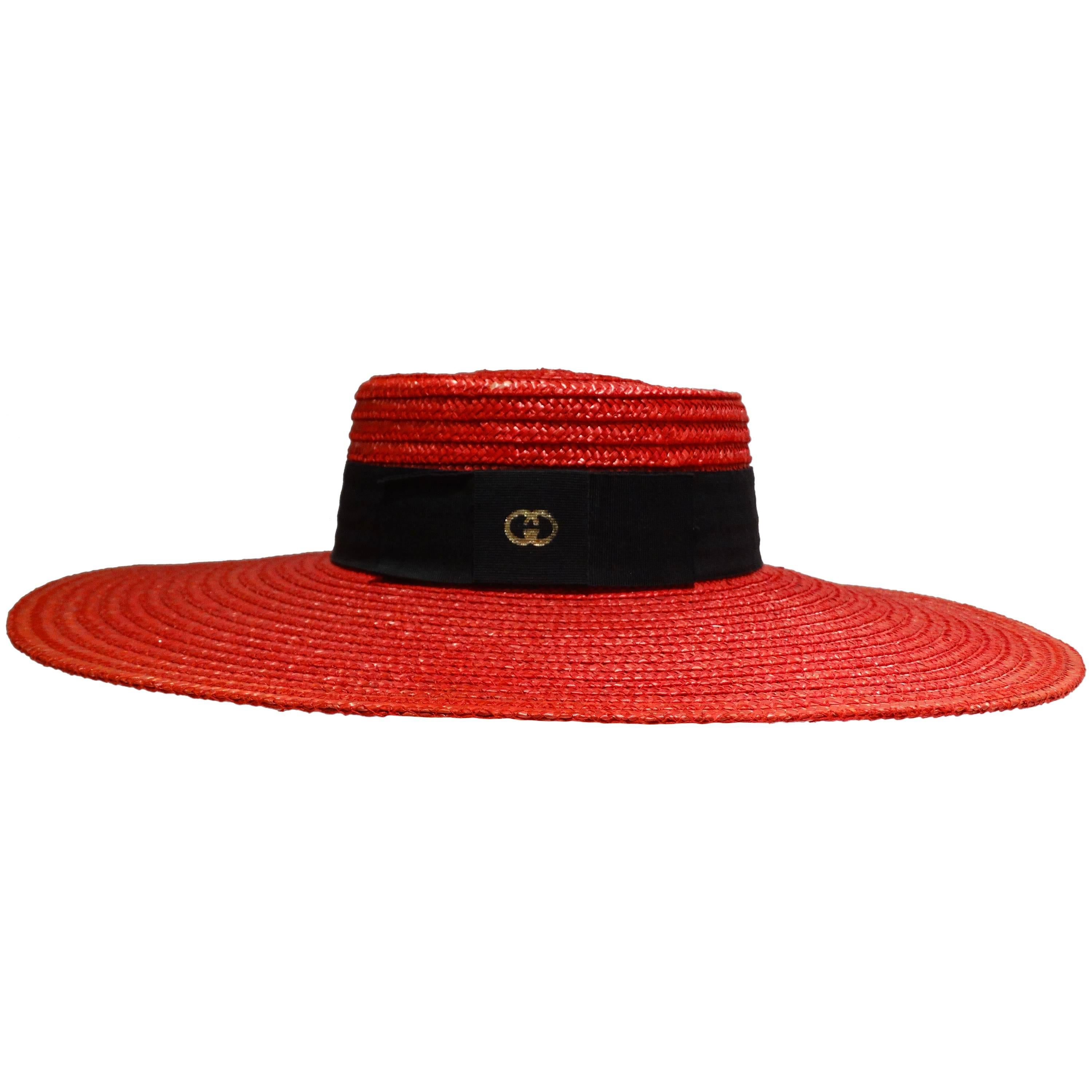 1980s Limited Edition Red "Gucci" Straw Hat 