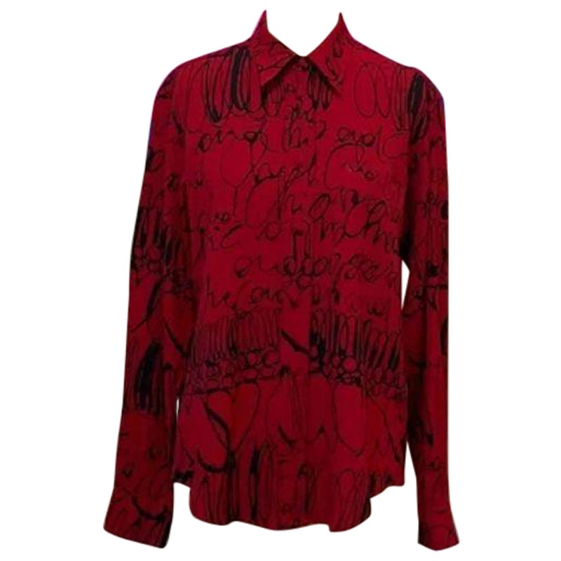 Moschino Schwarz-rote langärmlige Bluse im Angebot