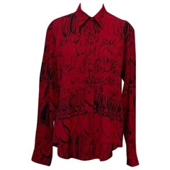 Vintage Moschino Black Red Long Sleeve Blouse