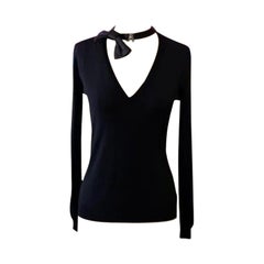 Moschino Black V Neck Bow Tie Tuxedo Sweater