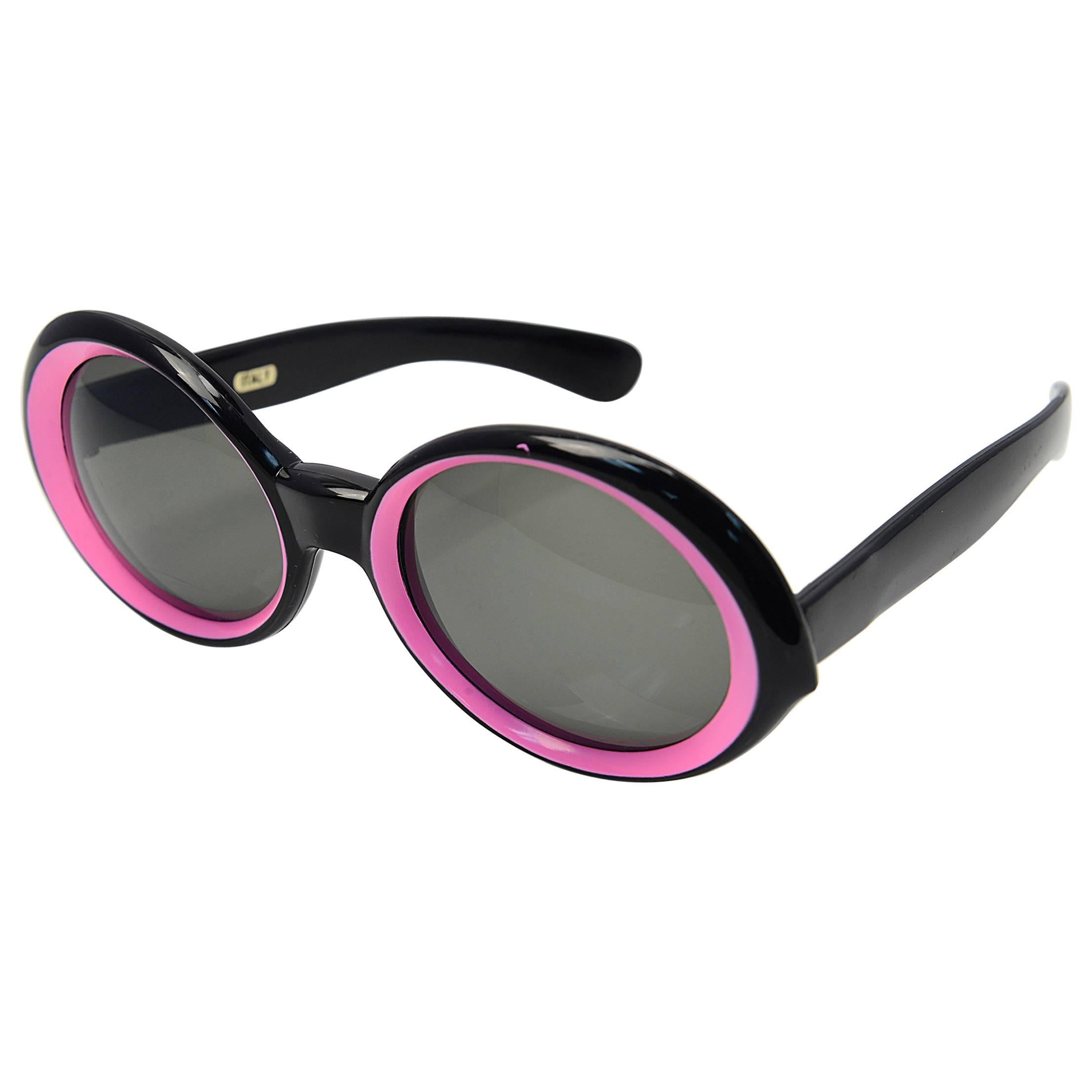 1960s Italian Black w/ Pink ModSunglasses