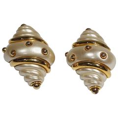 1997 Kenneth Jay Lane Shell Form Earrings