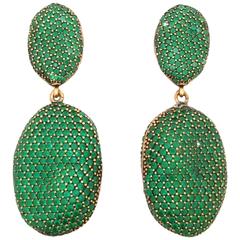 Emerald Green Rococo Pebble Earrings by JCM London
