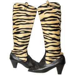 Vintage 1960's Zebra Print Go Go Boots 10