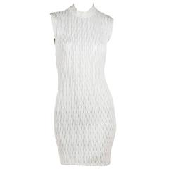 White Balenciaga Sleeveless Textured Dress