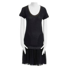 SACAI 2012 black cotton cashmere eyelet flared skirt casual dress JP2 M