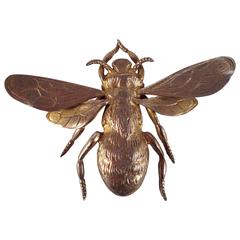 Huge Cini Bee Insect Brooch Sterling Vermeil 