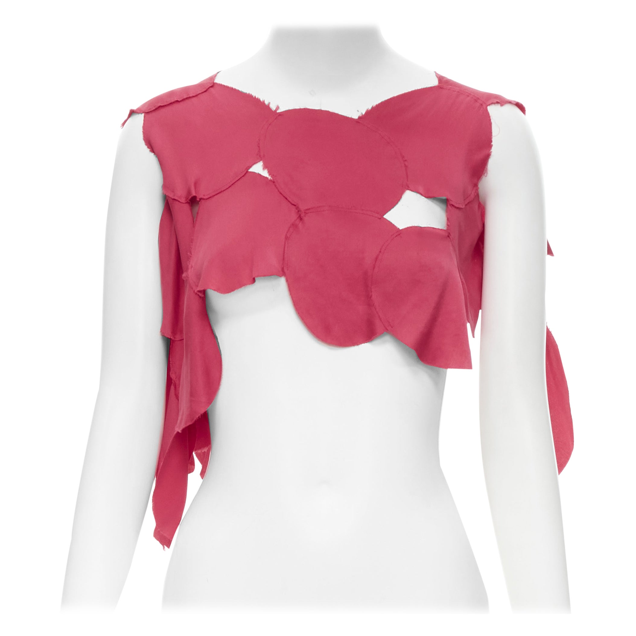 MAISON MARGIELA pink circle raw cut patchwork cropped top S For Sale