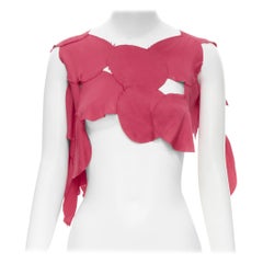 MAISON MARGIELA pink circle raw cut patchwork cropped top S