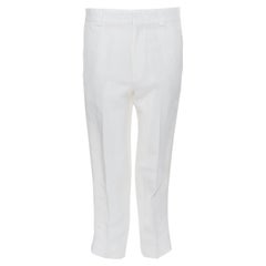 HAIDER ACKERMANN white light linen blend grosgrain trim crop pants FR40 M
