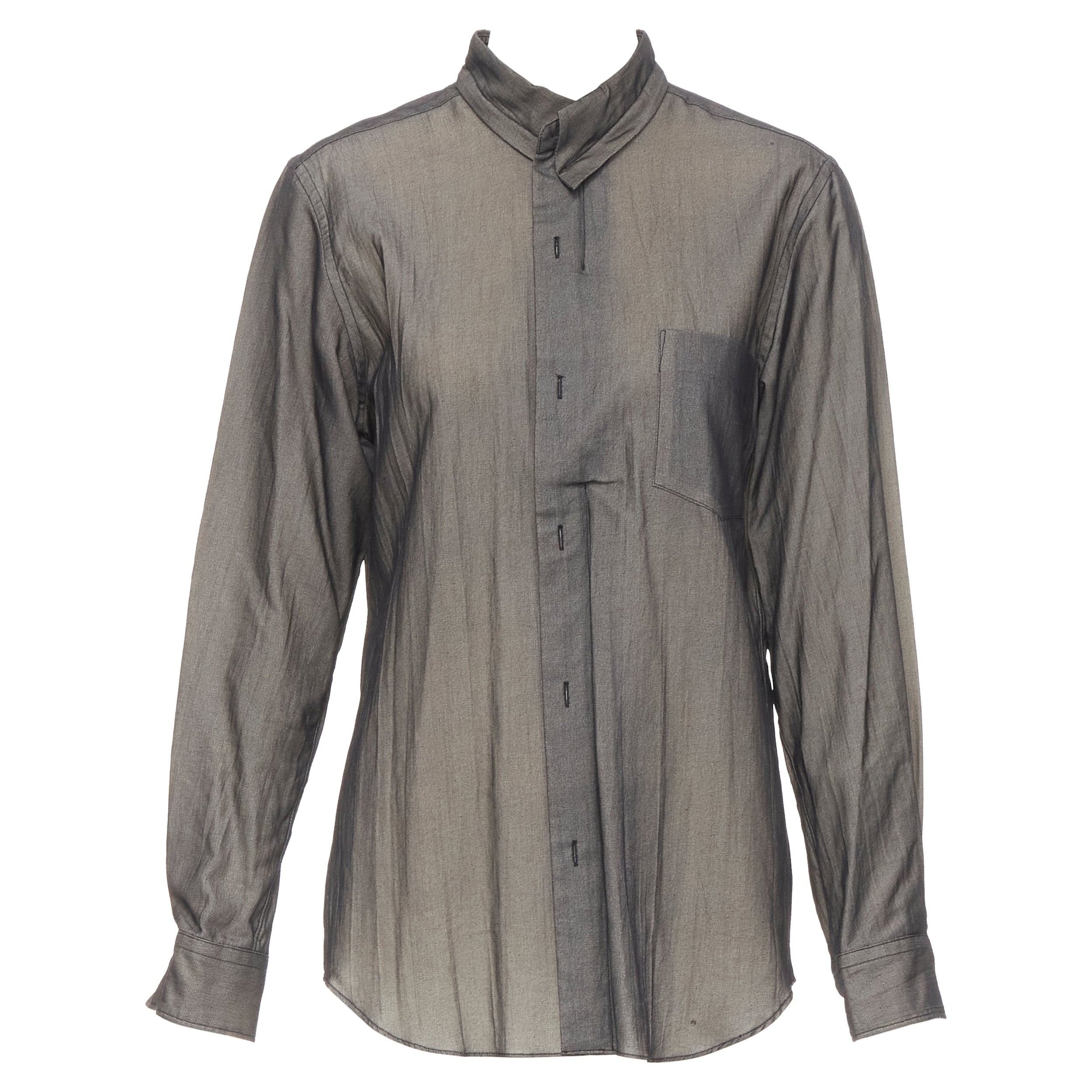 COMME DES GARCONS 1993 Tromp Loeil black faux fastening long sleeve shirt S For Sale