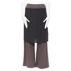 YOHJI YAMAMOTO Pantalon à jupe en soie grise côtelée et large à jambes superposées JP1