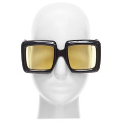 new GUCCI GG0783S black yellow lens oversized square frame GG logo sunglasses