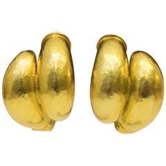 1980's Vintage Lalounis Gold Hoop Earrings
