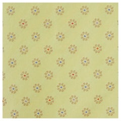 HERMES Heavy Silk light yellow multicolour flower dot pattern classic neck tie
