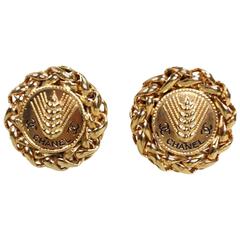 Chanel Gold-Toned Wheat Earrings