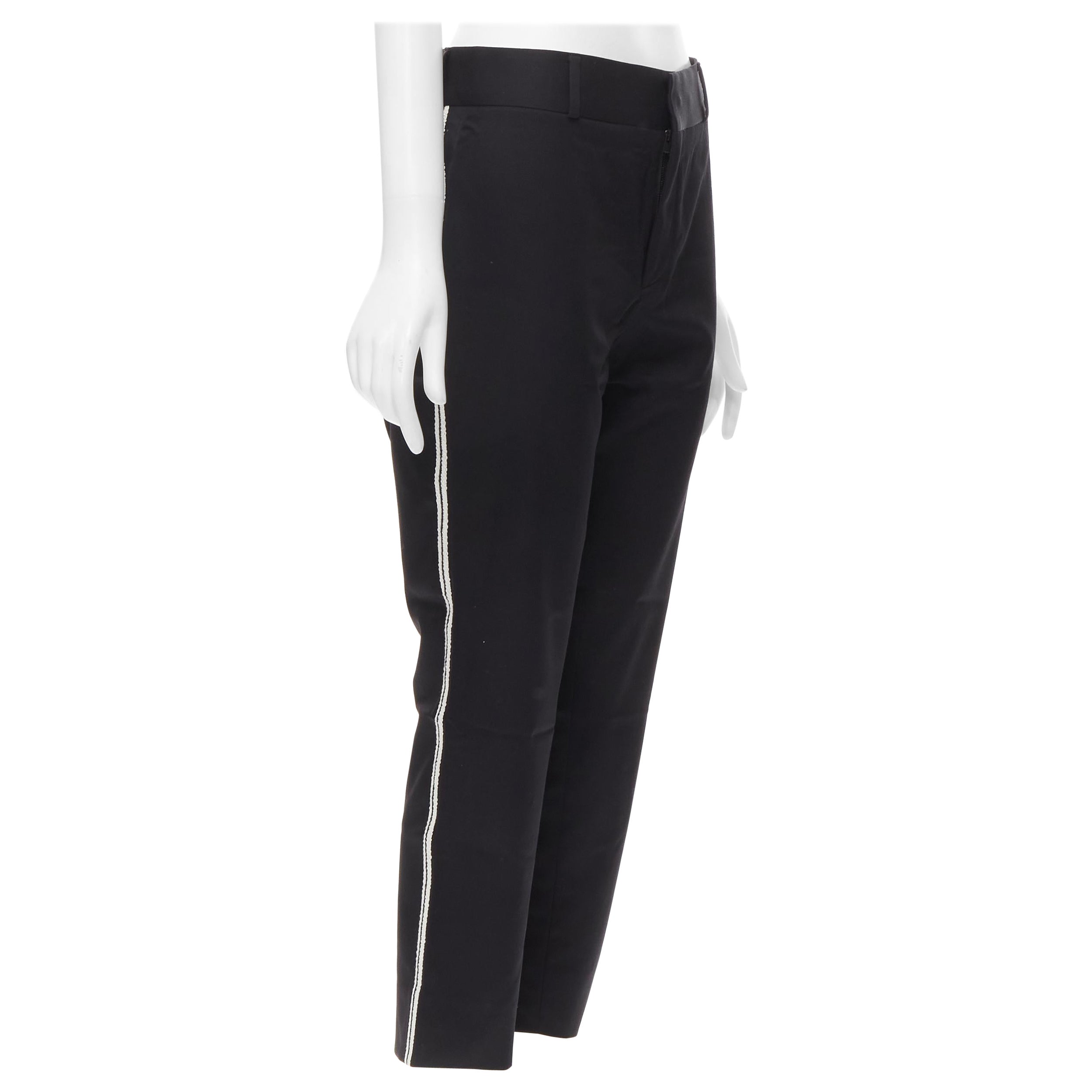 SAINT LAURENT white side braided trimming formal trousers S For Sale