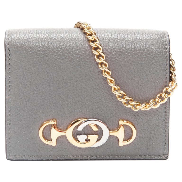 Authentic GUCCI Double GG Diagonal Stripe Mini Wallet on Chain WOC Gold  Leather