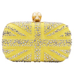 ALEXANDER MCQUEEN Britannia yellow suede blue crystal gold Pearl skull box 