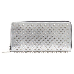 new CHRISTIAN LOUBOUTIN Panettone metallic silver spiked continental long wallet