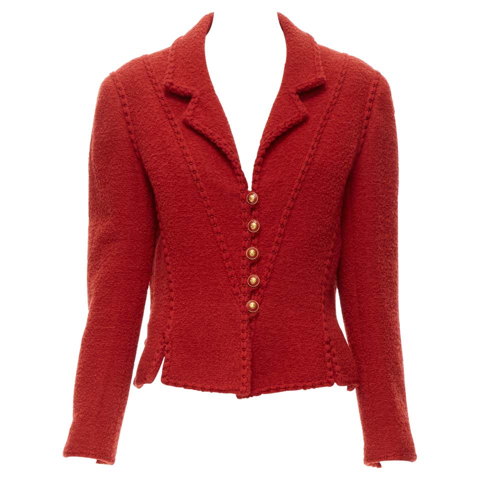 Chanel Red Bouclé Tailleur Set at 1stDibs
