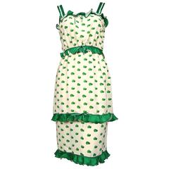 1973 COURREGES abstract printed silk dress with ruffles 7
