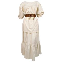1970's YVES SAINT LAURENT cream cotton muslin peasant top and skirt