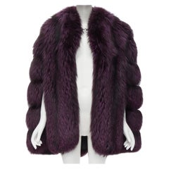 CHRISTIAN DIOR purple dyed Silver Fox fur chained collar oversized cape coat