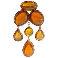 Honey Amber Talosel Pin Brooch executed by the workshop of Line Vautrin 9