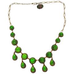 Green Talosel Necklace executed by the workshop of Line Vautrin