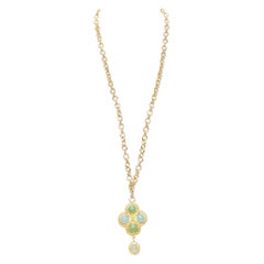vintage CHANEL Collection 28 1991 jade turquoise green Gripoix pendent chain 
