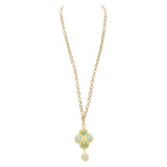 Vintage CHANEL Kollektion 28 1991 Jade Türkis Grün Gripoix pendent Kette