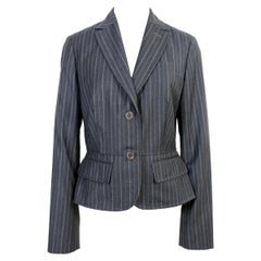 Yves Saint Laurent Rive Gauche Gray Wool Pinstripe Jacket