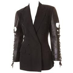 Vintage Jean Paul Gaultier Blazer with Leather Lace up Sleeves
