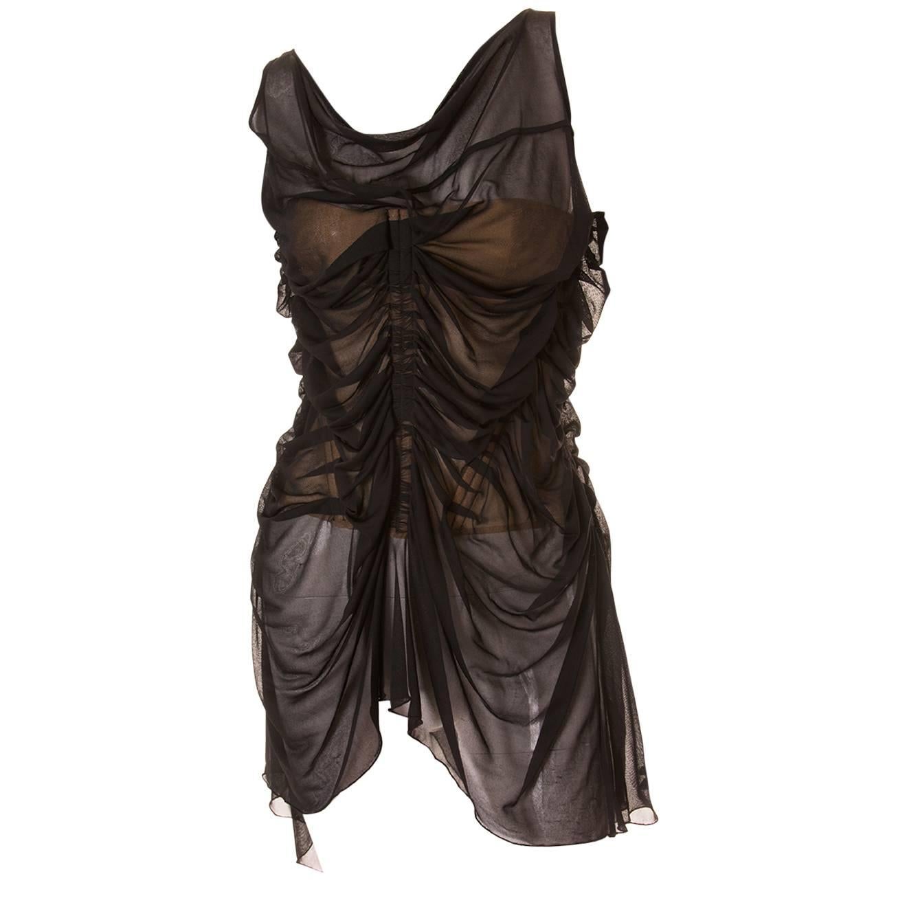 Jean Paul Gaultier Sheer Ruched Corset Top at 1stDibs