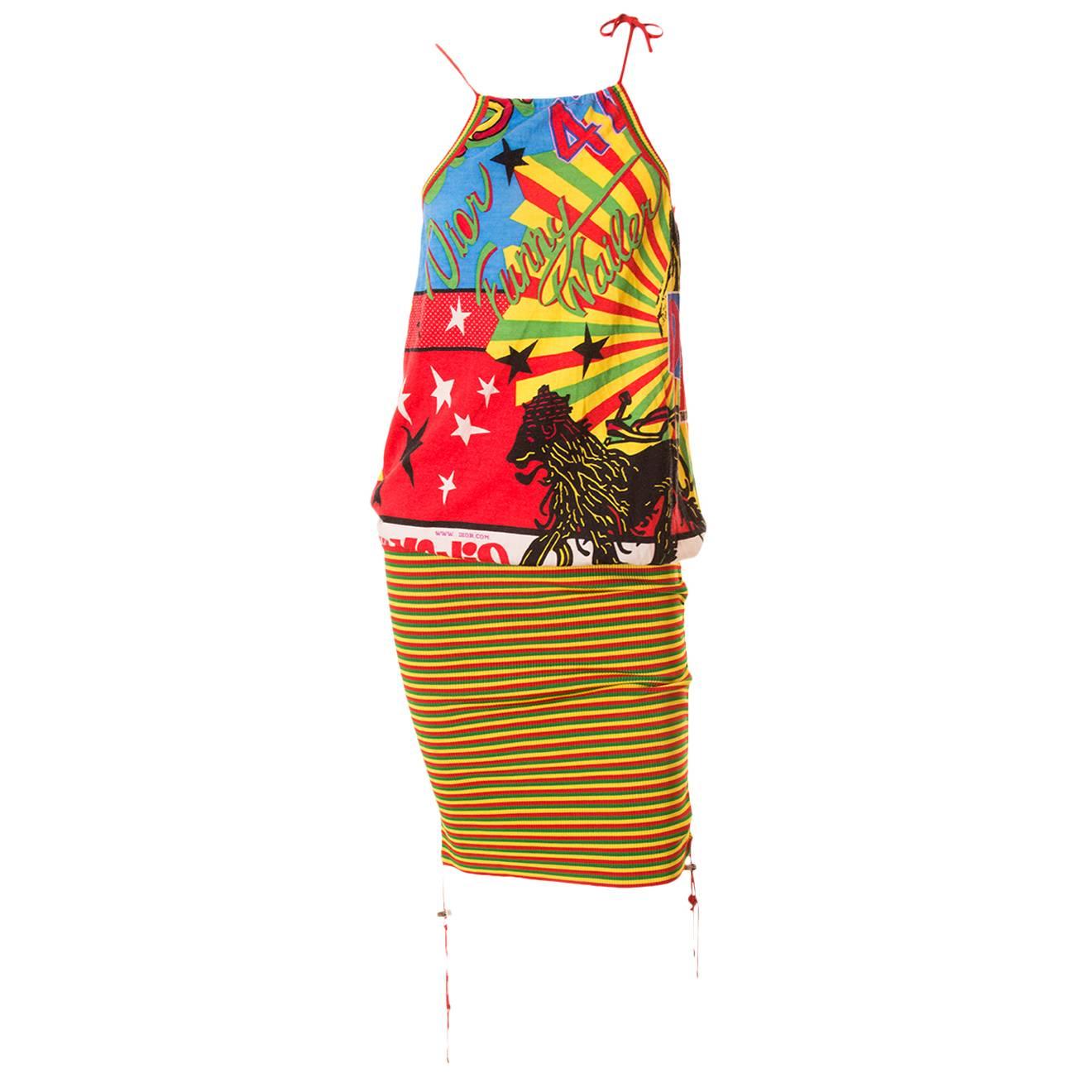 Christian Dior 2004 Rasta Print Dress