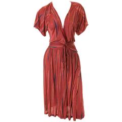 1970s Missoni Silk Plunging Draped Wrap Dress