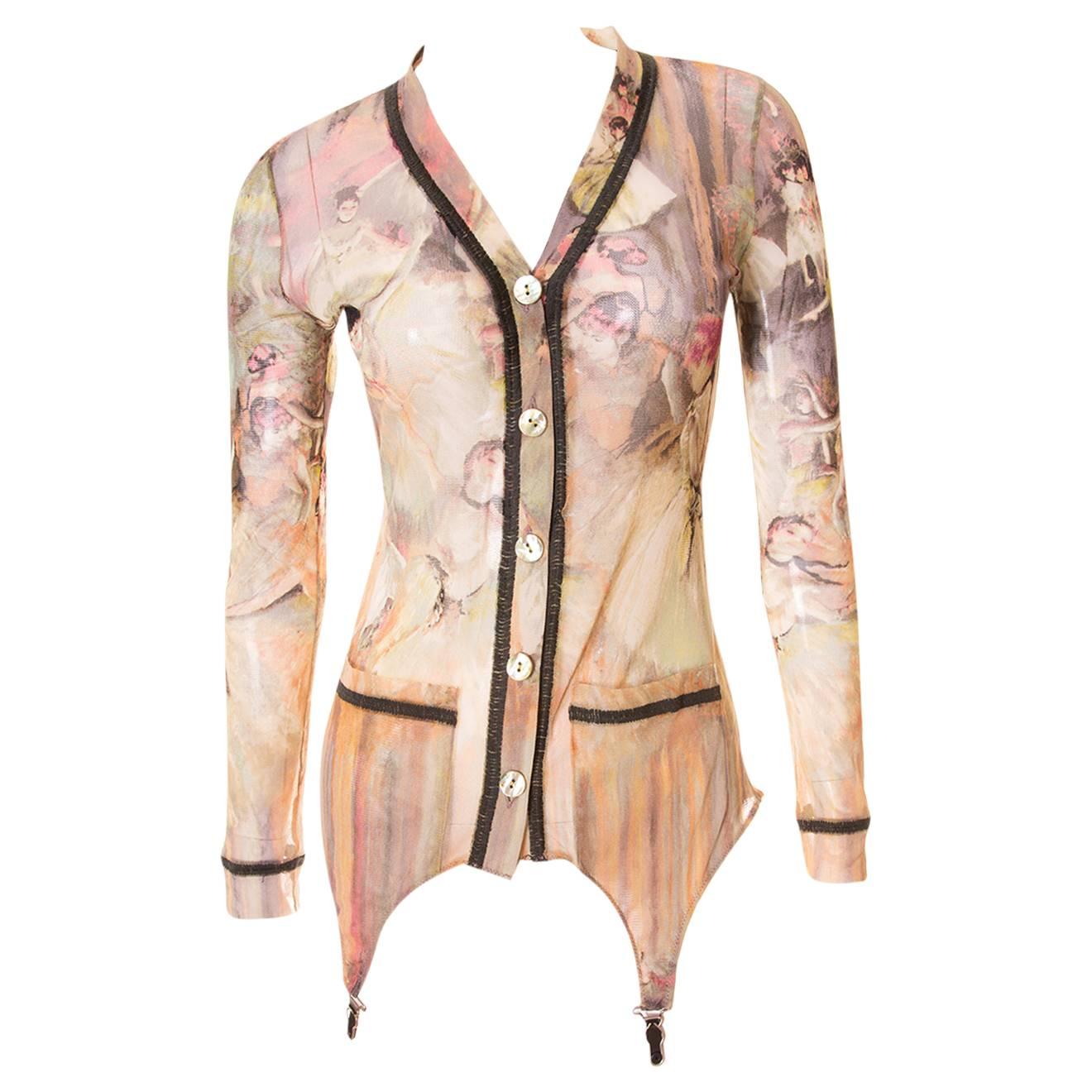 Jean Paul Gaultier Degas Ballerina Print Sheer Top