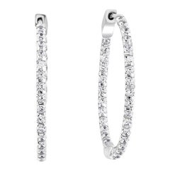 Hot Fashionable Small  1.2 Inch  Sterling Silver & Cubic Zirconia Hoop Earrings