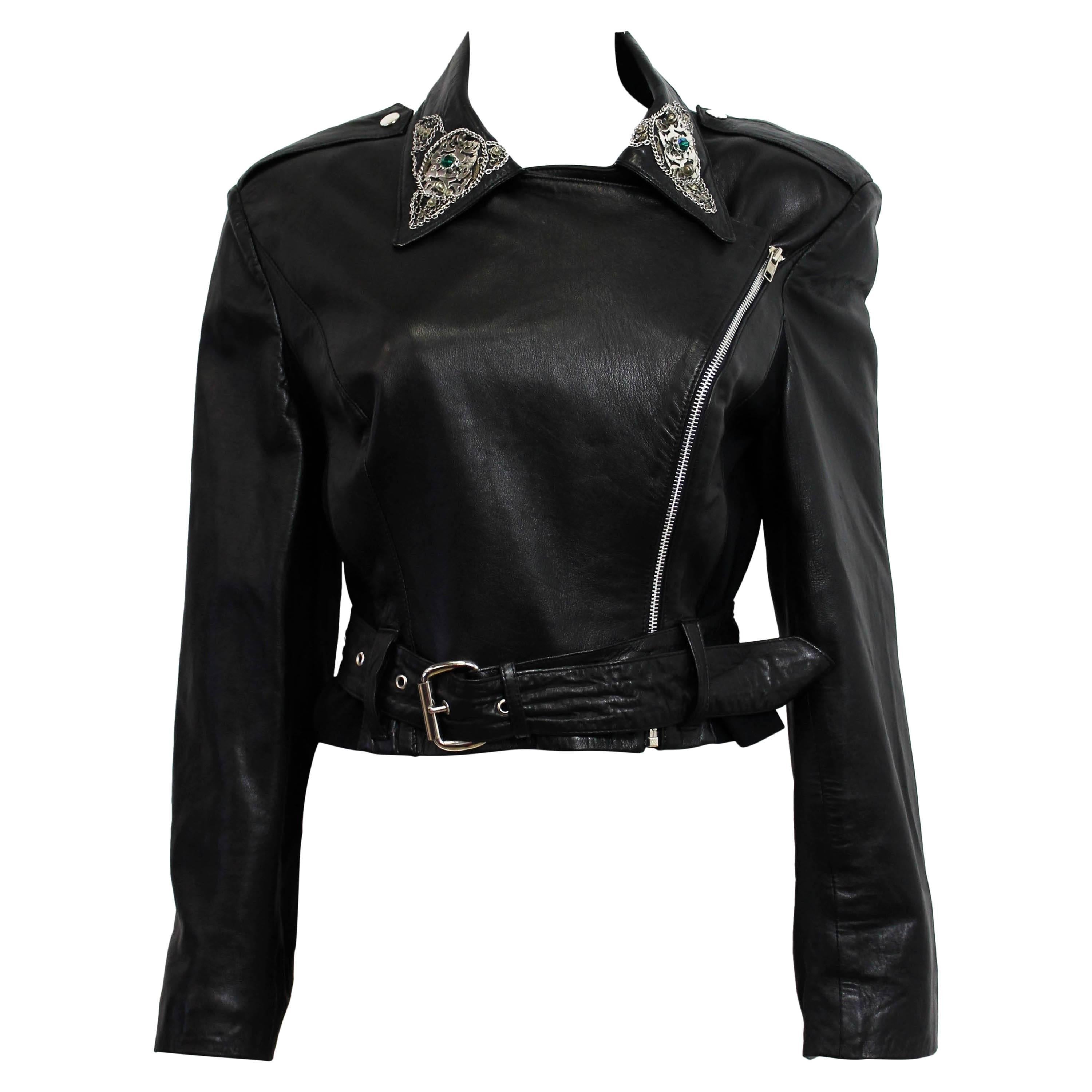 Giacca in pelle impreziosita Helen Storey Real Classics
